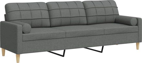 vidaXL 3-zitsbank met sierkussens 210 cm stof donkergrijs