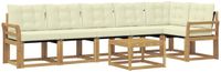 vidaXL - Bank loungeset - 6 zitplekken - Wit en crème - Acacia hout