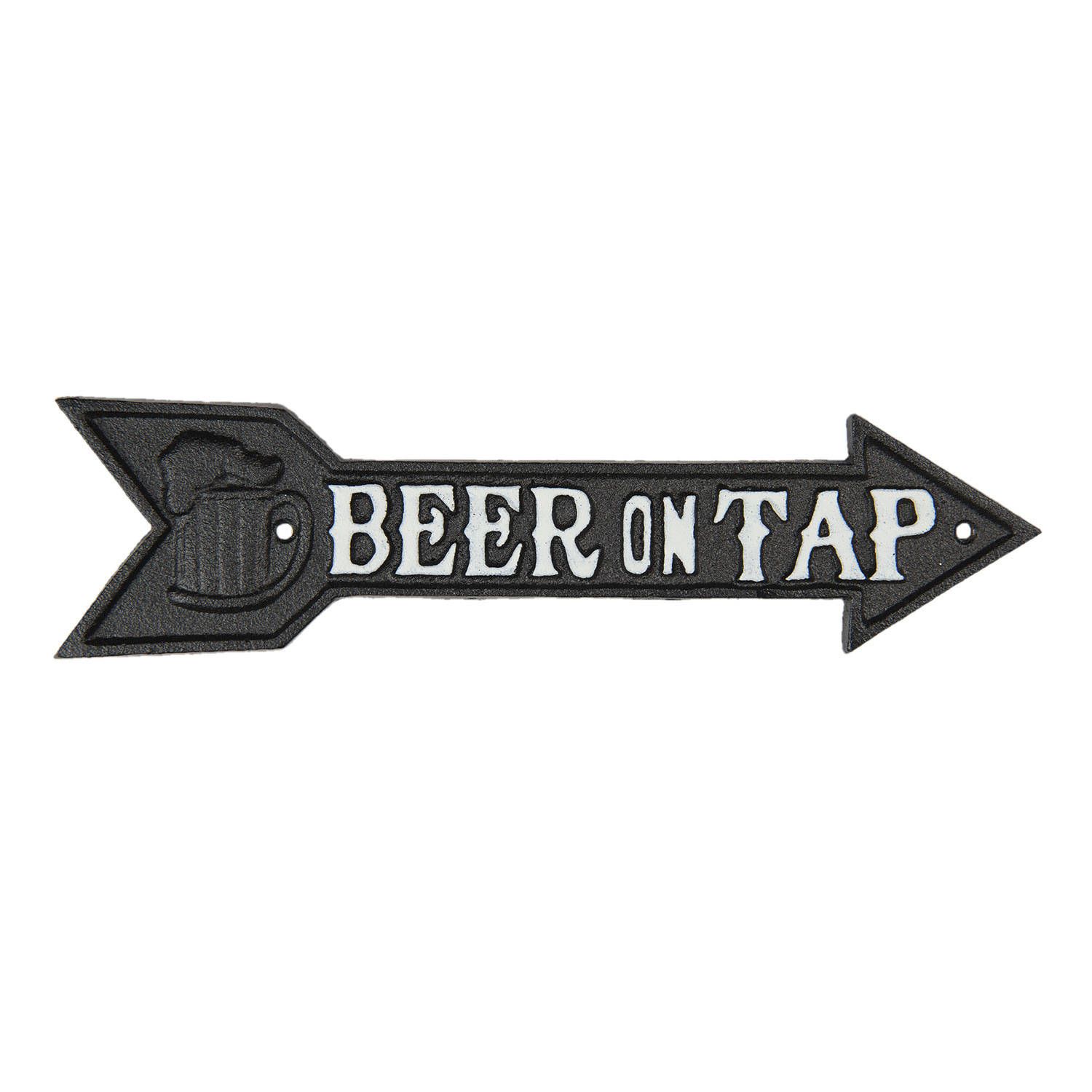 Clayre & Eef tekstbord pijl beer on tap 32*1*8 cm 6y3899