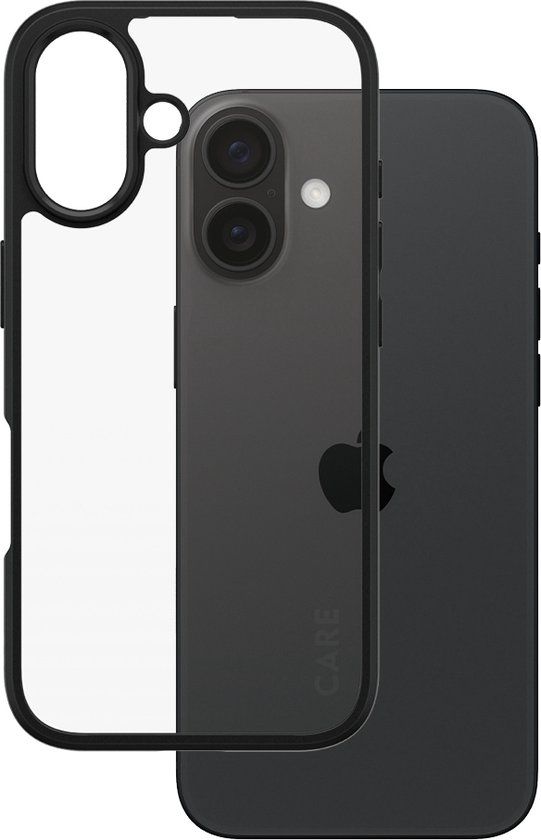 PanzerGlass CARE™ by ® Urban Combat Case Transparent w. Black Frame iPhone 16 mobiele telefoon behuizingen Hoes Transparant