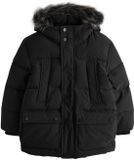 Next Jongens Parka met Imitatiebont Rand - Zwart - Maat 104