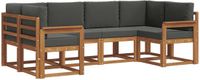 vidaXL Hoek loungeset 6-delig Acacia Hout Natuurlijk & Antraciet