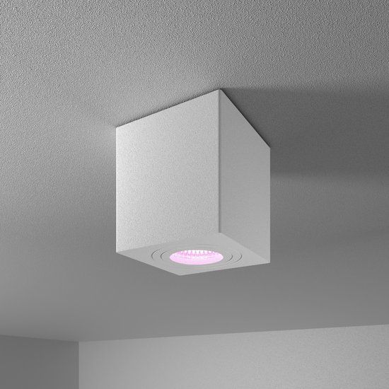 HOFTRONIC Smart Gibbon Wit - Smart Home Opbouwspot badkamer en buiten - IP65 waterdicht - GU10 fitting - Vierkant - WiFi + Bluetooth