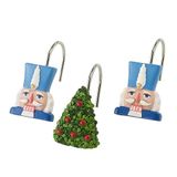 Avanti Linens Douchegordijnhaken, vakantie badkamer decor, set van 12 (Nutcracker Trellis Collection)