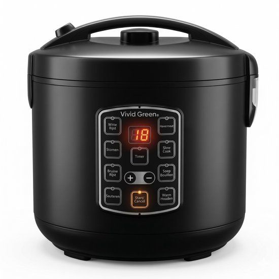 Vivid Green RiceMaster Multi 1.8 - Rijstkoker met Stomer - 1.8L - Zwart