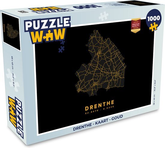 MuchoWow Puzzel Drenthe - Kaart - Goud - Legpuzzel - Puzzel 1000 stukjes volwassenen