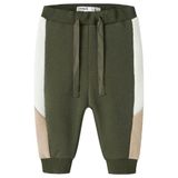 NAME IT BABY joggingbroek - olijfgroen/beige/wit