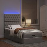 Maison Exclusive - Lit plateforme avec matelas et éclairage LED, couleur taupe, 90x200 cm, rembourré