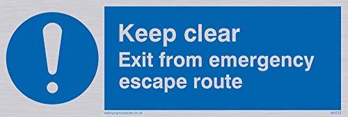 Viking Signs Viking Signs MA233-L15-SV "Keep Clear Exit From Emergency Escape Route" bord, zilver Vinyl, 50 mm H x 150 mm W