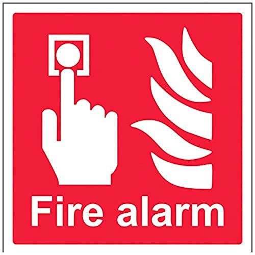 VSafety Fire Alarm Logo Sign - 200mm x 200mm - Rigid Plastic
