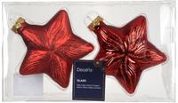 Decoris Ster glas L9,8b4h10 cm kerstrood 2 st