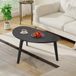 Table basse ovale en bois, noir foncé