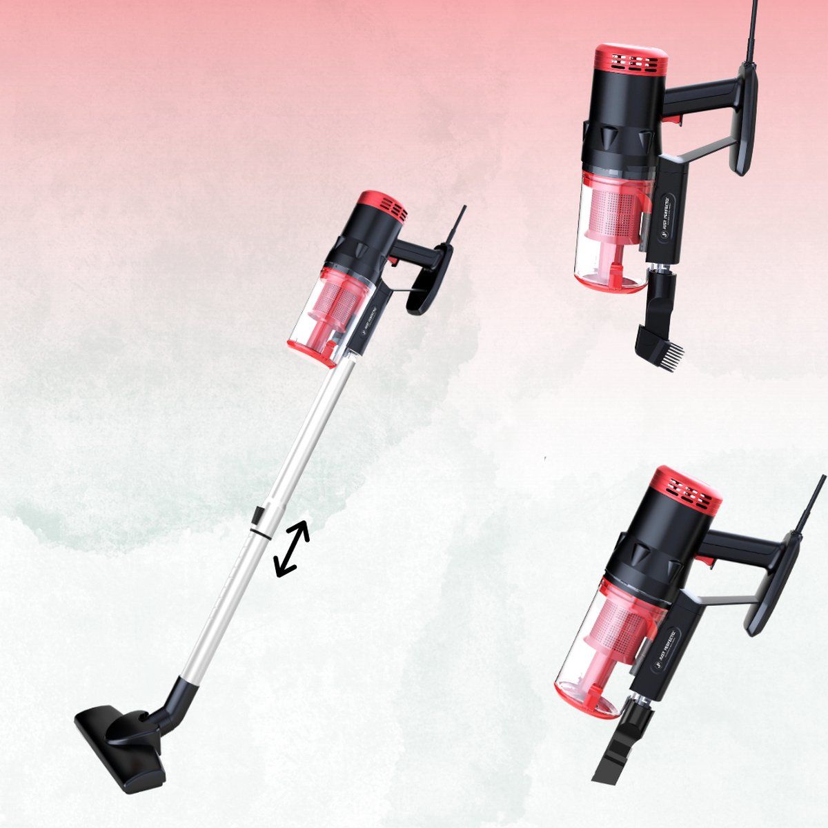 Just Perfecto 3-in-1 Steelstofzuiger - 600W - Rood