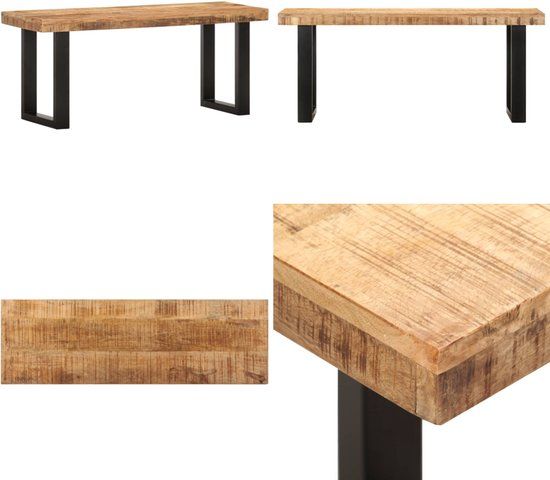 vidaXL Bankje 110 cm massief ruw mangohout en staal