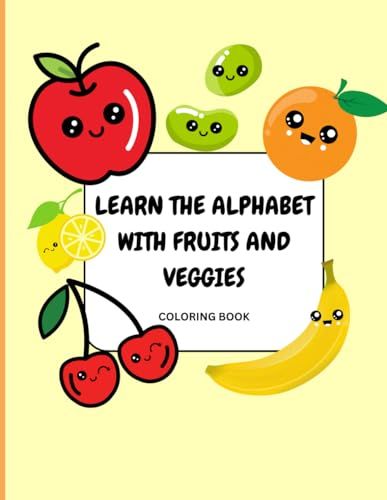 LEARN THE ALPHABET Coloring Book - Fruits & Veggies - Yellow - 8.5x11"