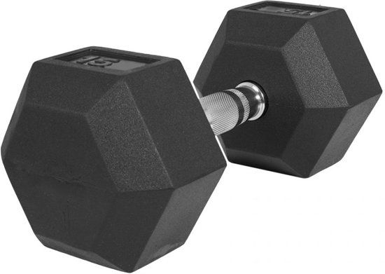 Gorilla Sports Dumbbell 15 kg - 1 x 15 kg Hexagon Rubber