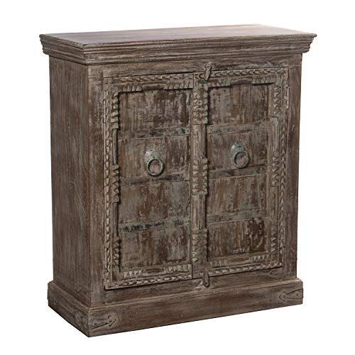 DRW bijzettafel met 2 deuren van mangohout 90 x 40 x 101 cm Bruin