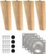 Shenzhen Haorui Industrial Technology Co., Ltd. Pieds de table en bois - Pieds de meuble remplaçables - 4 pièces - Bois massif - 15 cm - Noir