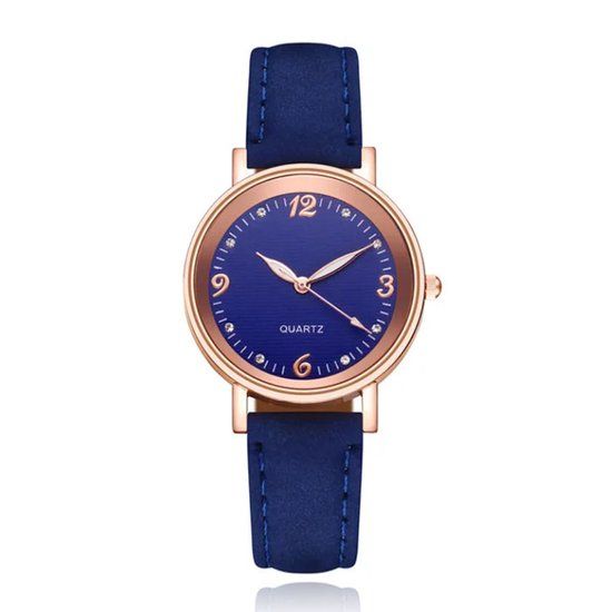 LGT JWLS Lookinggoodtoday Dameshorloge met Sierlijke Uuraanduiding en Lichtgevende Wijzers Blauw