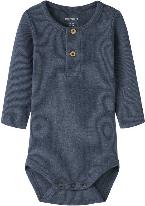 Name it Romper Lange Mouwen Rib Vintage Indigo Effen 74