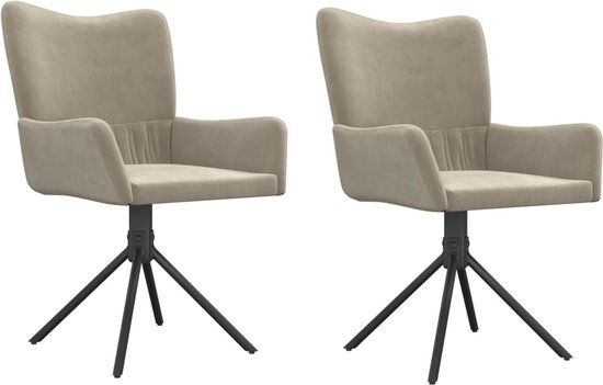 vidaXL Eetkamerstoelen draaibaar 2 st fluweel lichtgrijs