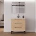 Riza Meuble De Salle De Bain 80cm Simple Vasque - 3 Tiroirs - Roble Era (chêne Clair)
