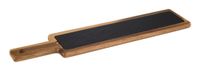 APS-Germany APS Serveerplank 2-delig, 43 x 12 cm, rustieke houten plank, snijplank van acaciahout, plank van hout met natuurlijke leisteen plaat