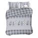 PENSIERI DELICATI Beddengoedset voor tweepersoonsbed, flanel, 100% katoen, 250 x 200 cm en kussensloop 52 x 82 cm, gemaakt in Italië, dekbedovertrek wasbaar op 40 °C, Canada patroon, grijs