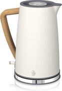 Ultra Elektrische Waterkoker Draadloos Modern Design - 1.7L - 2200W - Houtlook Handvat - Automatische Uitschakeling - Wit