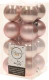Decoris Kaemingk B.V. 32x stuks kunststof kerstballen mix van lichtroze en donkerrood 4 cm