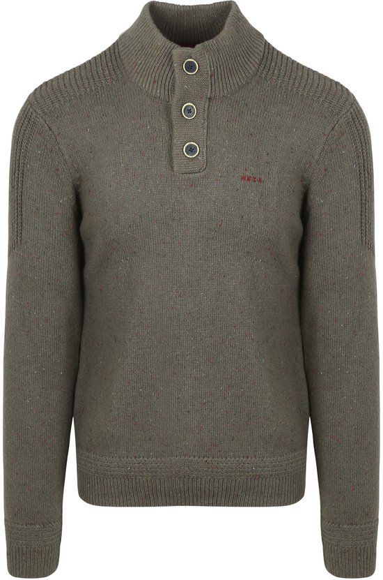 N.Z.A. NZA - Army grey melange half button trui - Herfst/Winter 2024 - Maat M - Mannen