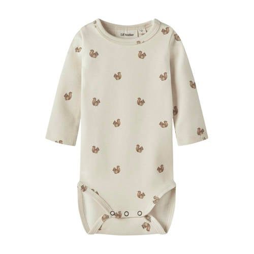 LIL' ATELIER BABY romper met print - ecru/bruin