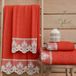 PETTI Artigiani Italiani - Serviettes de bain en tissu éponge 100% coton, set de serviettes 1 + 1, 2 pièces, 1 serviette pour le visage et 1 serviette, rouge