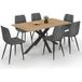 Idmarket – Table de salle à manger rectangulaire 160 cm bois noir – 6 chaises en velours gris foncé – style industriel moderne – capacité jusqu'à 8 personnes