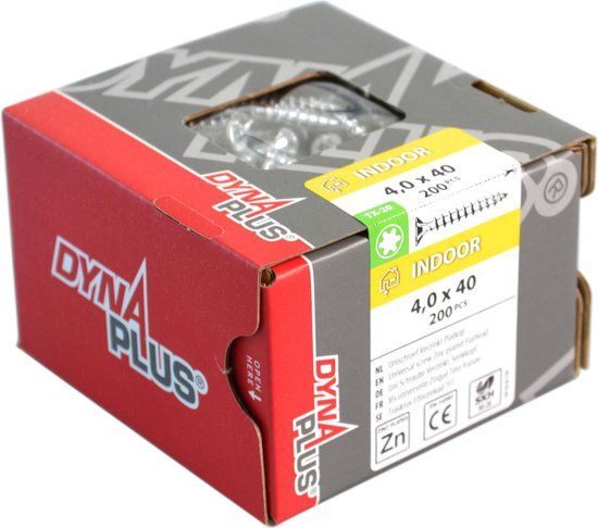 Dynaplus Platkop Spaanplaatschroef 4.0x35mm Torx20 Wit (200st)