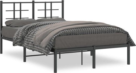 vidaXL Bedframe met hoofdbord metaal zwart 120x200 cm