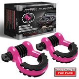 AUTMATCH Shackles 3/4 "D Ring Beugel (2 Pack) 41.887Ibs Break Strength met 7/8 "Schroef Pin en Shackle Isolator & Wasmachines Kit voor Trekband Lier Off Road Voertuig Herstel Roze & Zwart