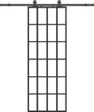 vidaXL Schuifdeur met beslagset, 76x205 cm, ESG glas, zwart