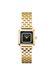 Rosefield Luxe dameshorloge - noir - 19,5 x 19,5 mm - plat carré - 7 mm - bracelet en acier inoxydable doré - cadran noir mat avec cristaux - montre élégante pour femme