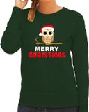 Bellatio Decorations Dames Kersttrui Uil Groen S