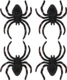 Chaks Nep spinnen 13 cm - zwart/bruin gestreept - 4x stuks - Horror/griezel thema decoratie beestjes