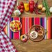Sans marque 4 pièces chemins de table mexicains coton - rayé noir/blanc