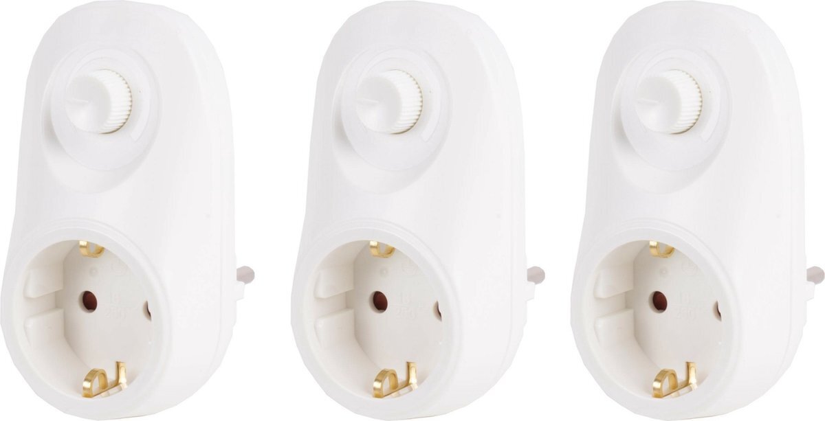 Benson Multipak van 3x stuks stekkers wit met dimmer - stekkersdimmers / stopcontacten