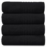 GC GAVENO CAVAILIA Extra groot badlaken - Egyptische katoenen handdoeken Jumbo badlaken - 4-pack waterabsorberende en sneldrogende handdoekenset, zwart