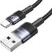 USAMS - Câble USB vers USB-C en acier - 1,2 m - Charge rapide - Acier élégant