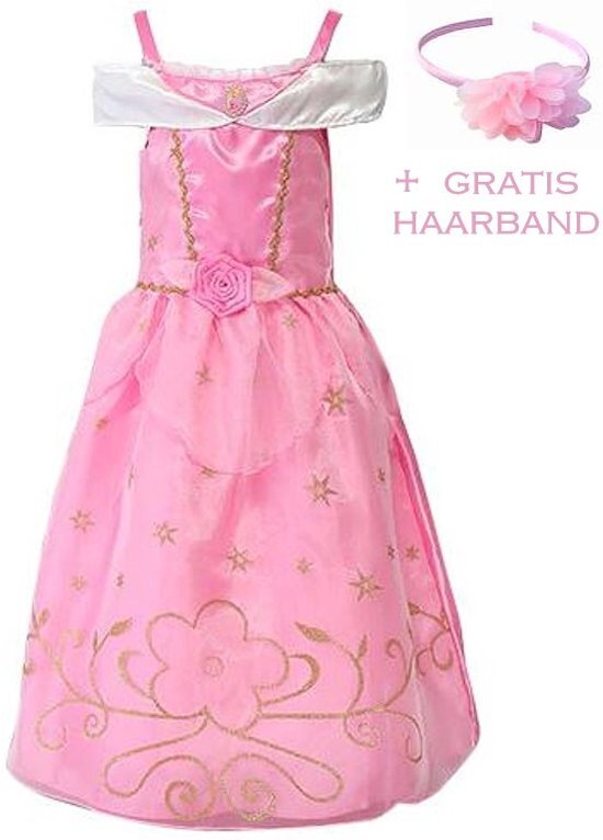 Spaansejurk NL Prinsessen jurk verkleedjurk 104-110 110 roze goud met broche + GRATIS haarband