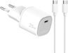 Celly Thuislader + USB-C naar USB-C kabel - 25 Watt - GaN technologie - Snel opladen