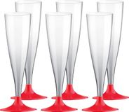 Santex Champagneglazen - 50x - plastic - 140 ml - rood - herbruikbaar