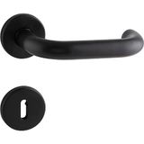 HOPPE 12163685 Paris Door Handle Set on Rosette BB, 37-42 mm, Matte Black Stainless Steel
