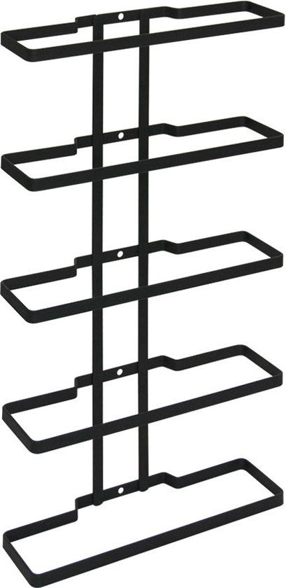 Metaltex Wine Wall - Flessenhouder voor 5 flessen - Zwart - Aan de muur